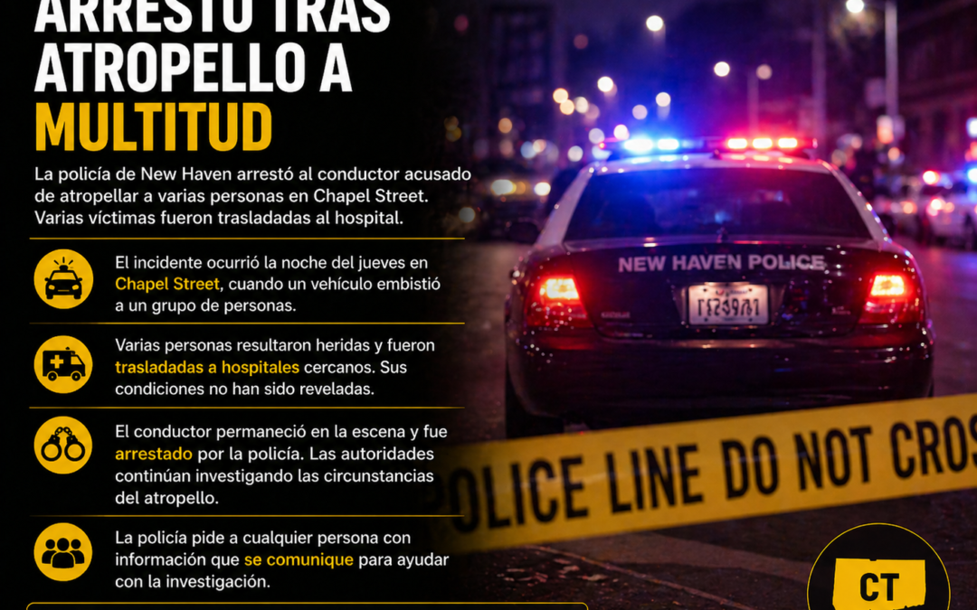 Arrestan a sospechoso tras atropello que dejó varios heridos en New Haven