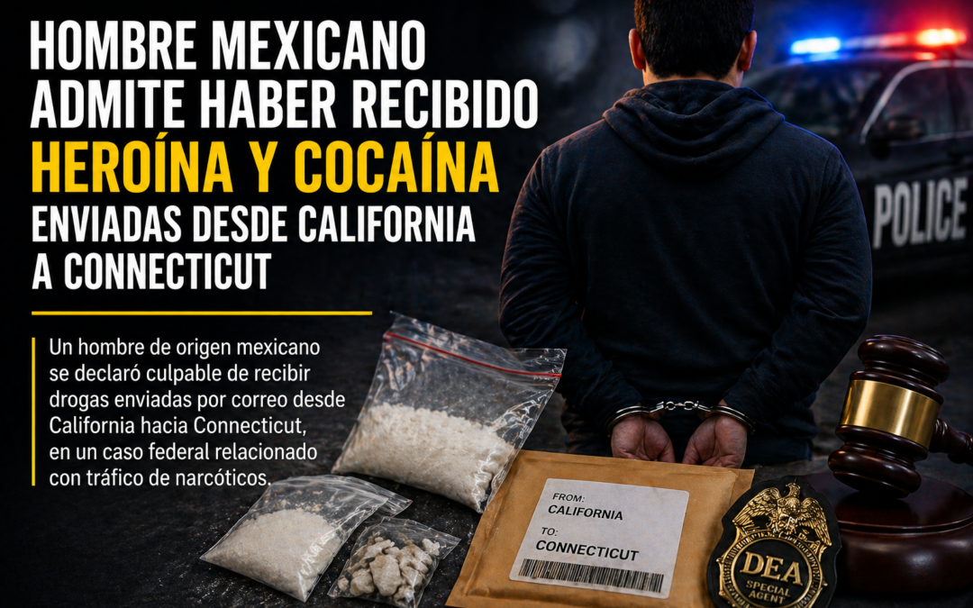 Hombre mexicano admite haber recibido heroína y cocaína enviadas desde California a Connecticut