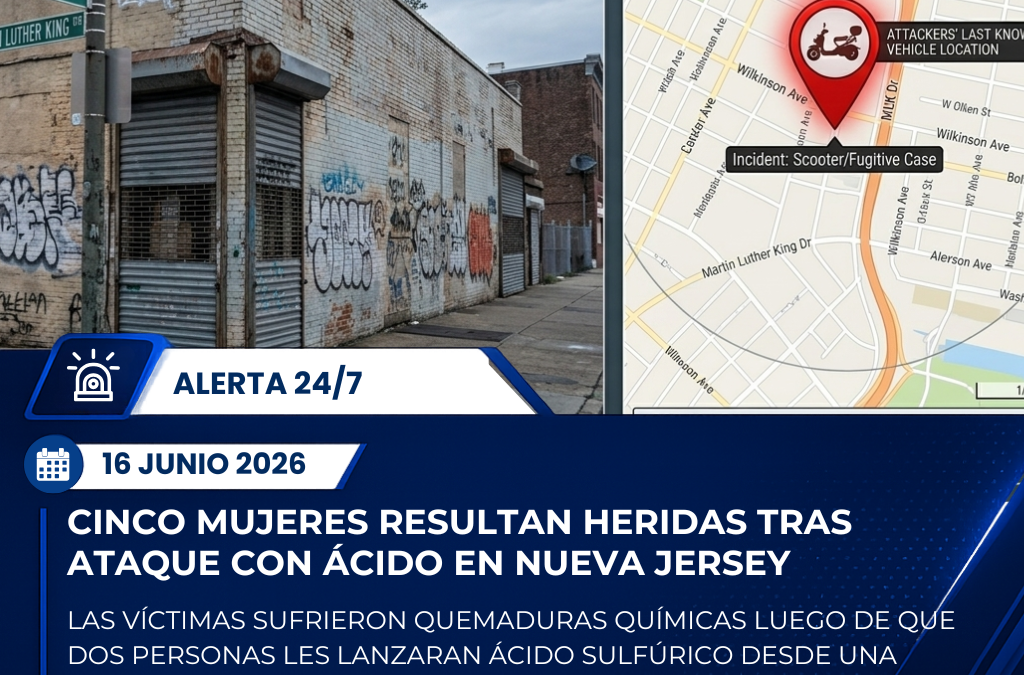 Cinco mujeres resultan heridas tras ataque con ácido sulfúrico en Jersey City