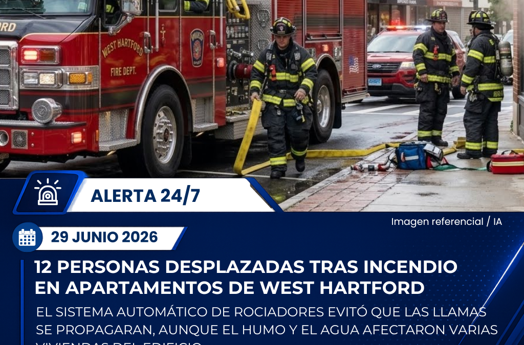 Incendio en complejo de apartamentos de West Hartford deja a 12 residentes desplazados
