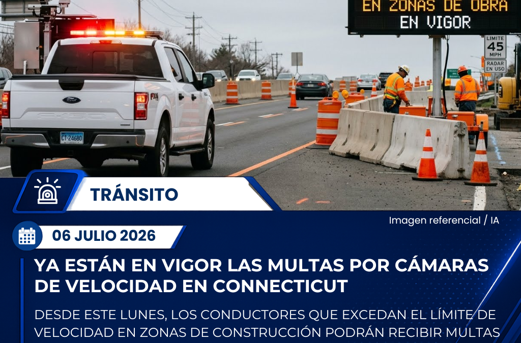 Entran en vigor las multas por cámaras de velocidad en zonas de construcción de Connecticut