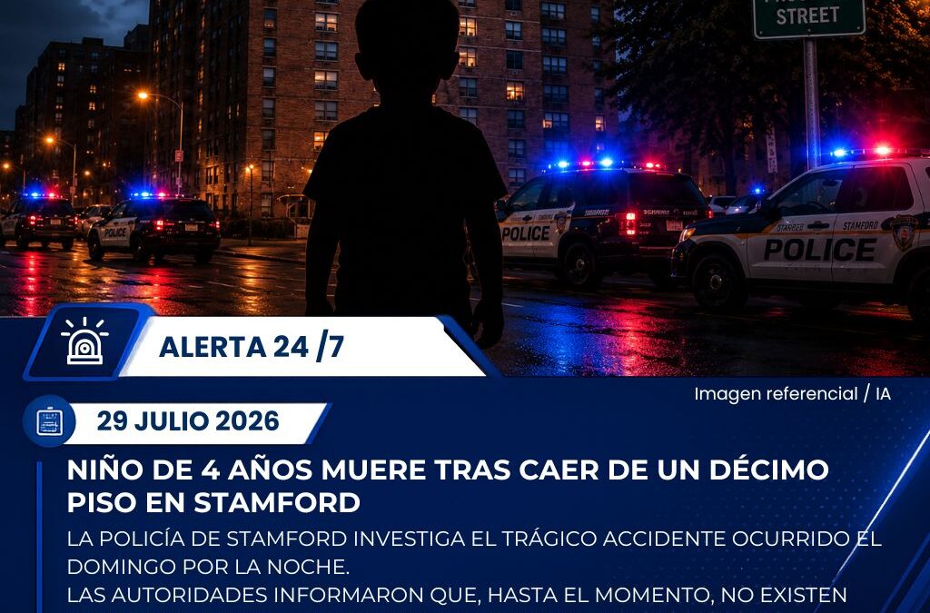 Niño de 4 años fallece tras caer desde un décimo piso de un edificio en Stamford